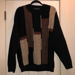 Neutral Color Block Grandpa Sweater